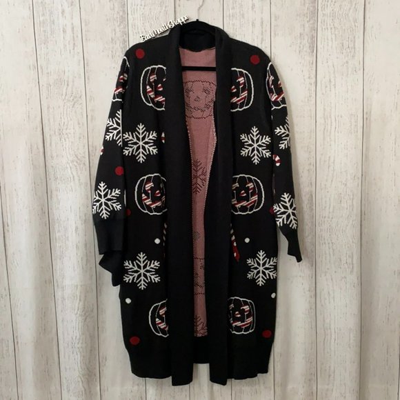 Backstitch Bruja Sweaters - *Backstitch Bruja Hexmas Christmas Pumpkin Cardigan Plus Size (XL-2X)